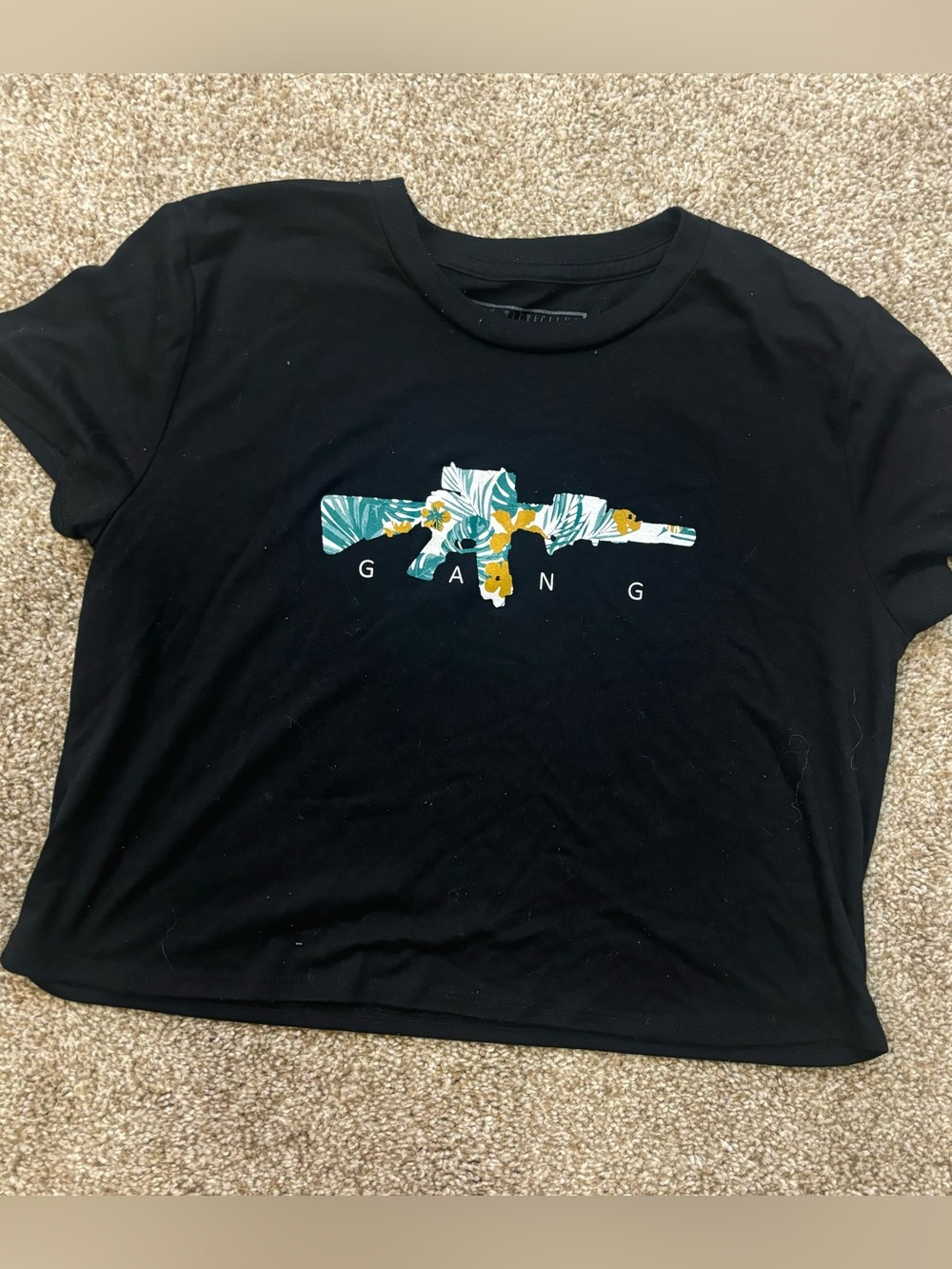 Graphic Crop Tee with Tropical AR-15